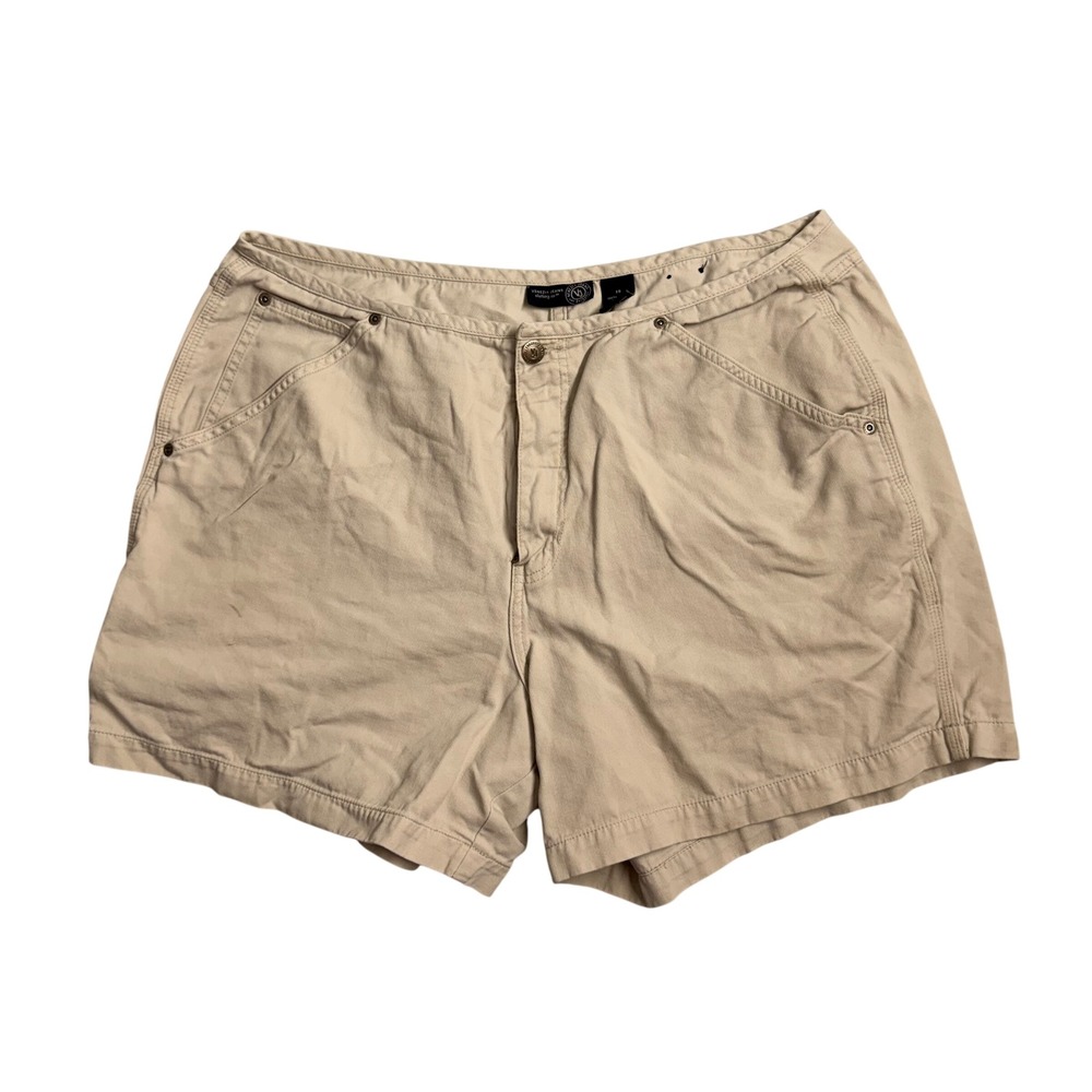 Venezia Jeans Clothing Co Tan Cotton Utility Shorts Women‎ Size 18 *Flawed